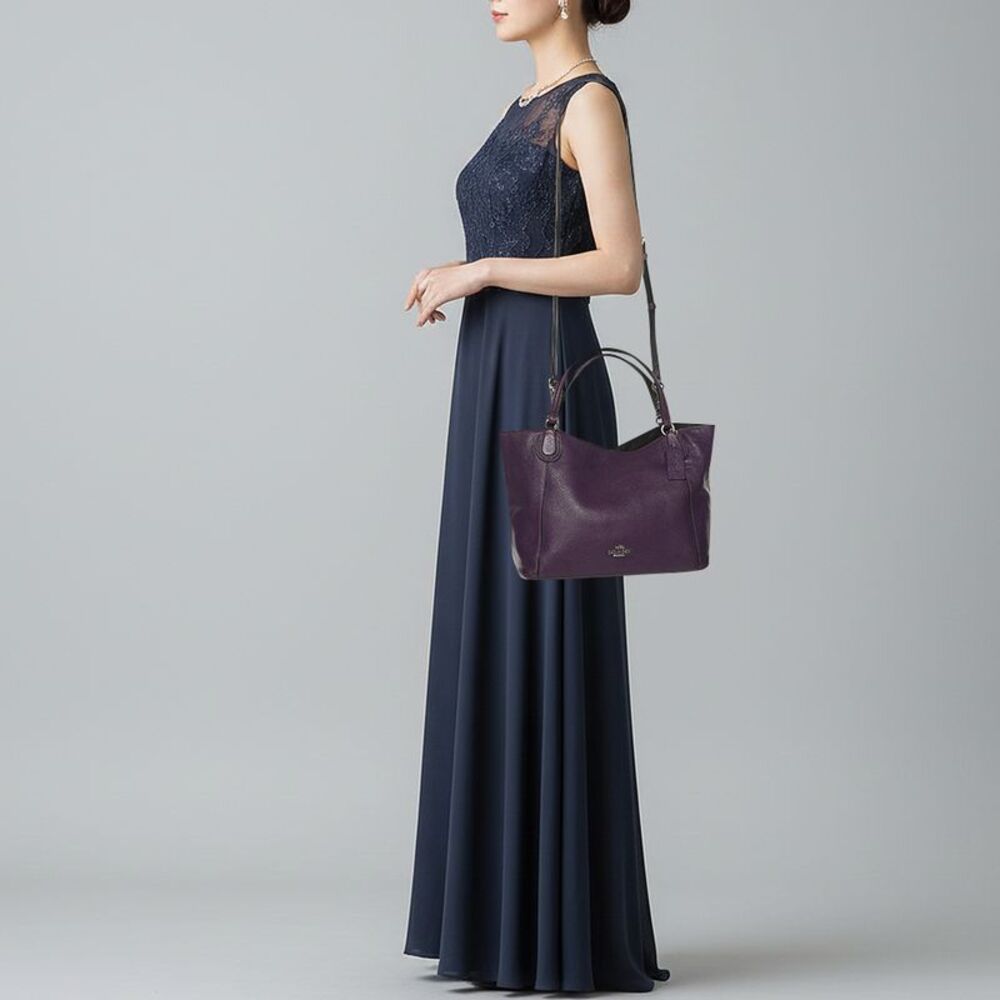 Coach Edie 28 Purple Leather Tote - Picture 2 of 7